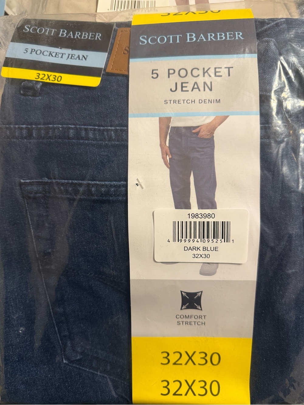 Scott Barber Dark Blue 5-Pocket Stretch Jeans - Men's 32x30